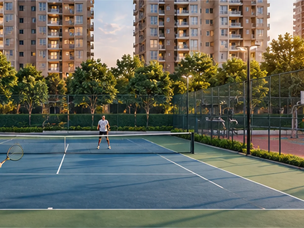 Tennis and basketball courts
