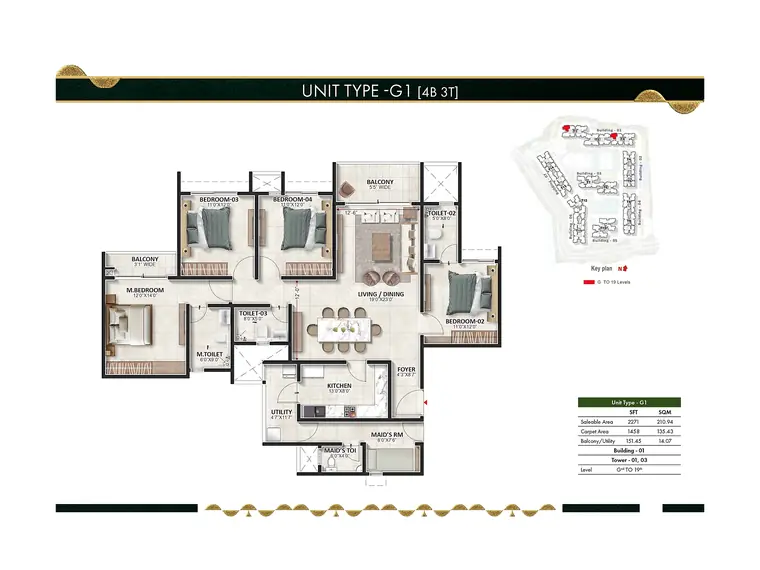 4 BHK floor plan (indicative)
